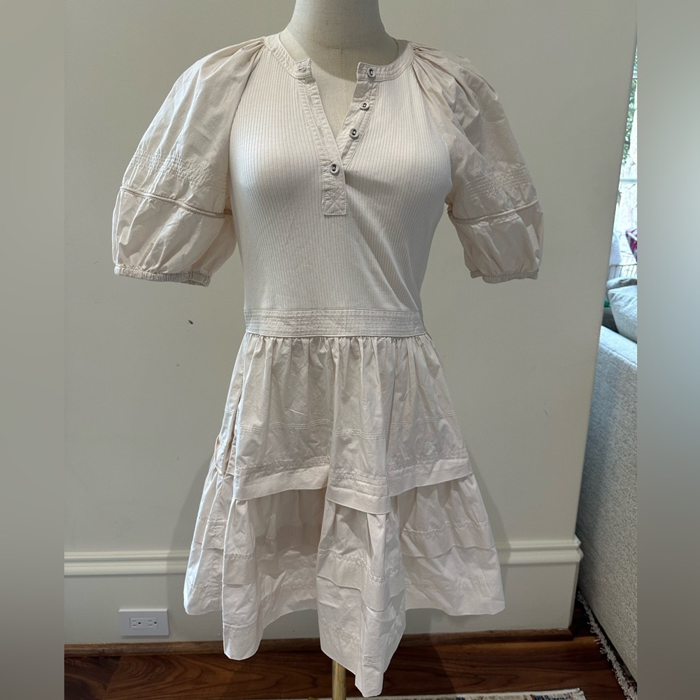 Ulla Johnston beige ruffled mini dress